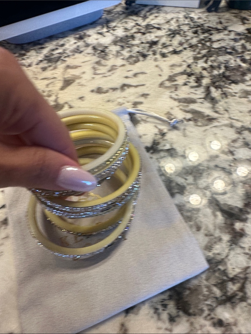 8 Gold Crystal Stackable Bangle Set - Picture 2 of 13